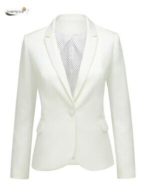 Women's Classic Notched Lapel Blazer, Long Sleeve Suit Jacket, Tailored Fit,